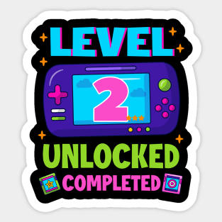 Level 2 Unlocked 2nd Birthday Boys Video Game B-day Gift For BOys Kids Sticker